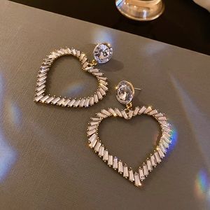 NEW Trendy Fashion Luxury Rhinestone White Crystal Massive Heart Drop Earrings
